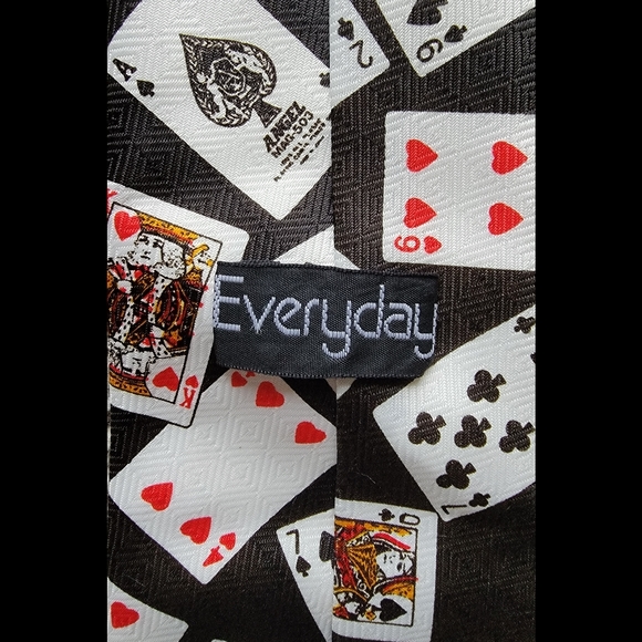 Excellent Condition Unique Everyday Cards Poker Men's Polyester Tie - Picture 4 of 6